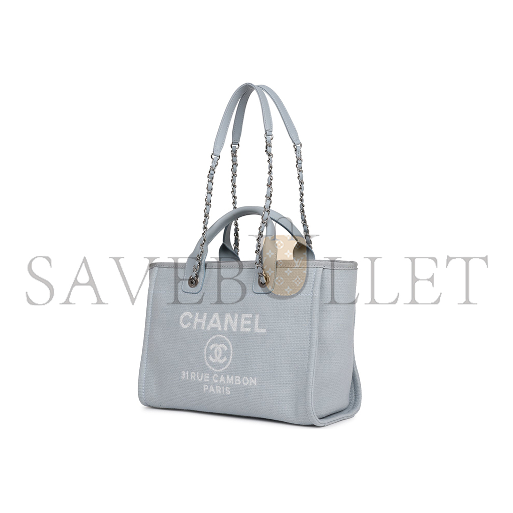 Ch*el master 22a grey deauville shopping tote small silver as3257 (37*32*18cm)